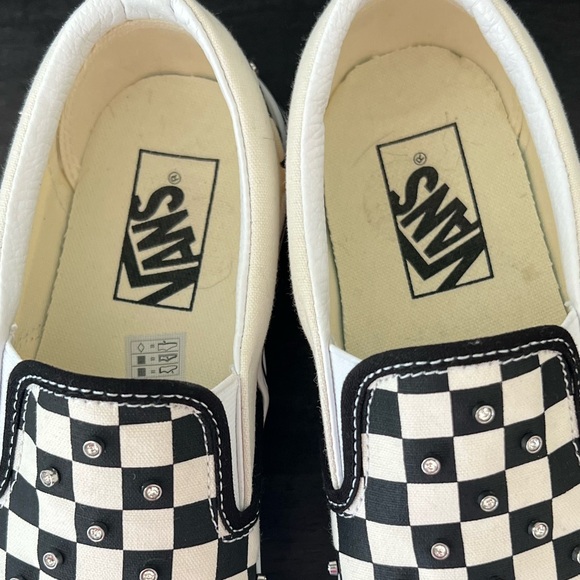 Vans Black and White Checkerboard Slip-Ons with Studs - Picture 6 of 7